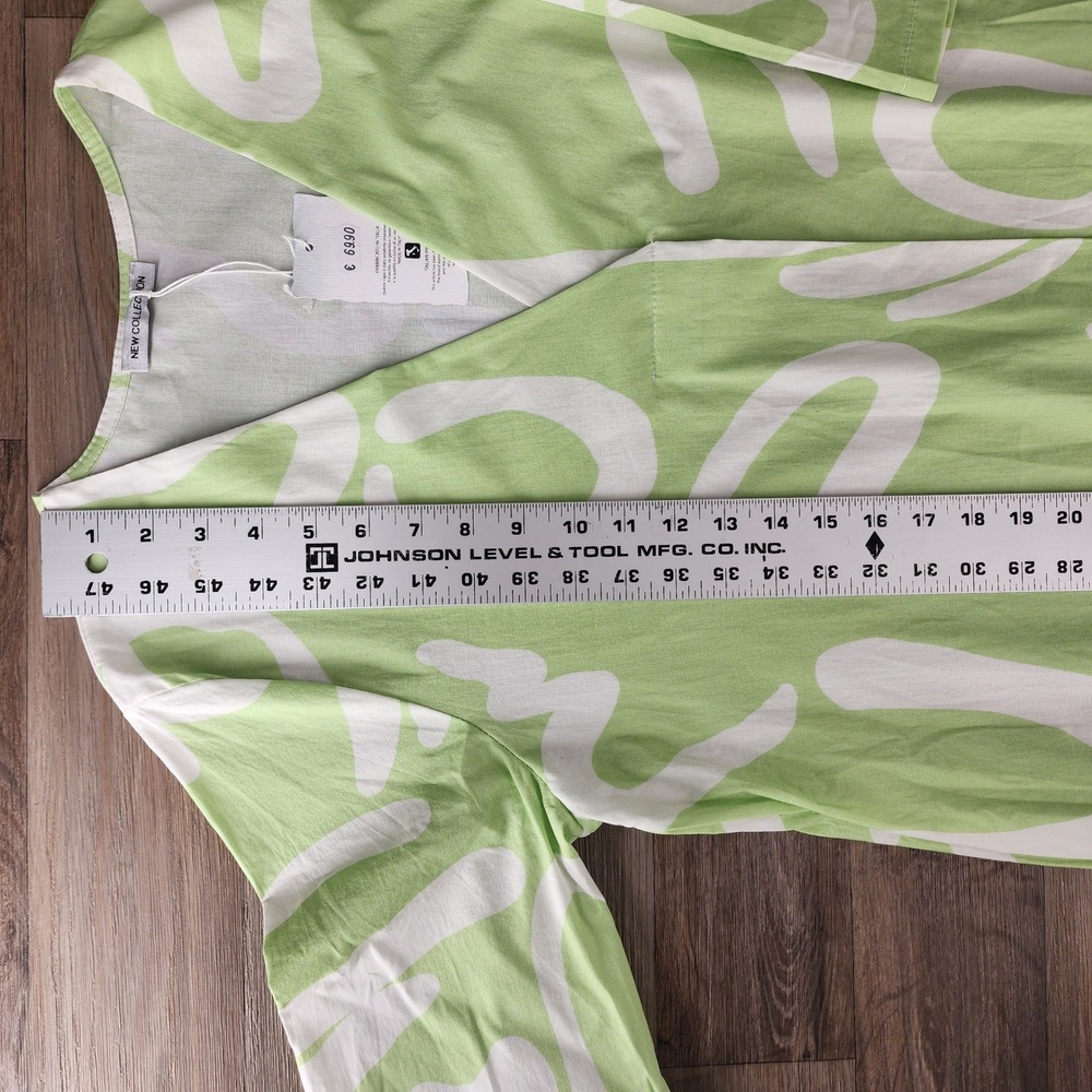 New Collection Made in Italy Print Tunic Top Women's Medium Green White V Neck - Picture 7 of 13